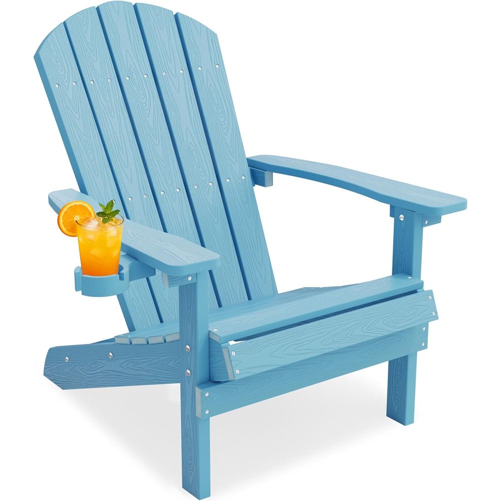 Adirondack Chair Wood - Adirondack Chair with Cup Holder, All-Weather