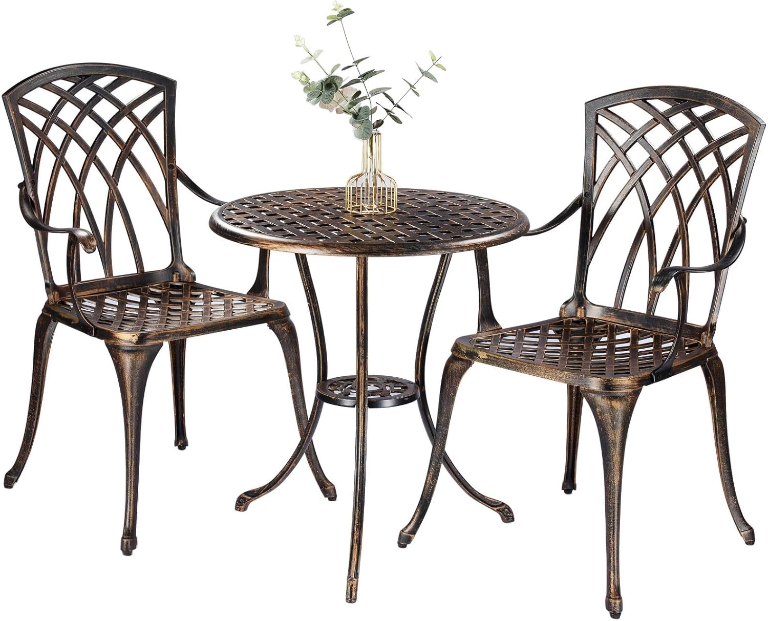 Outdoor Furniture Patio - Bronze rust-resistant cast aluminum 3-piece outdoor