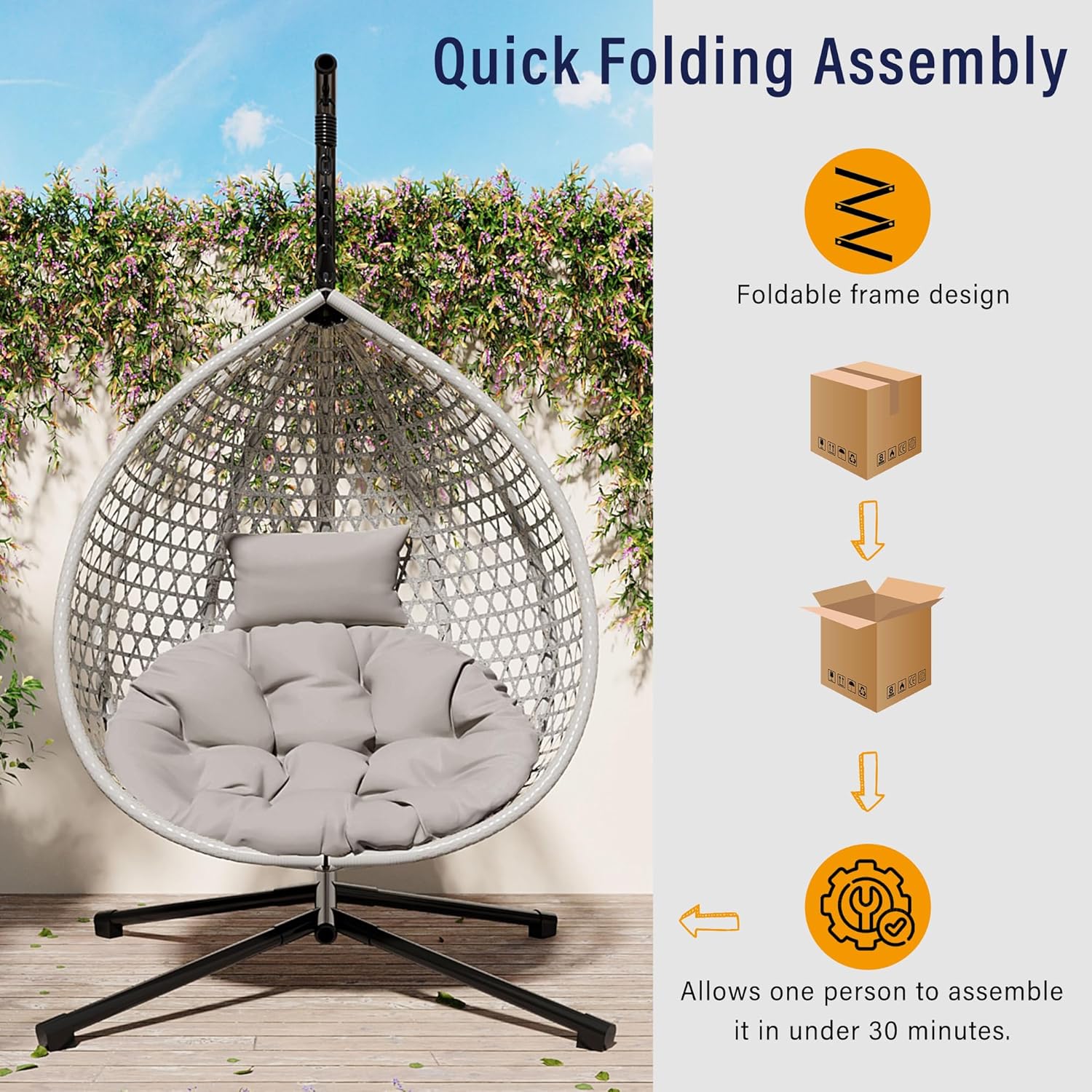 Foldable HDPE Rattan Hanging E - Hanging Egg Chair review and price