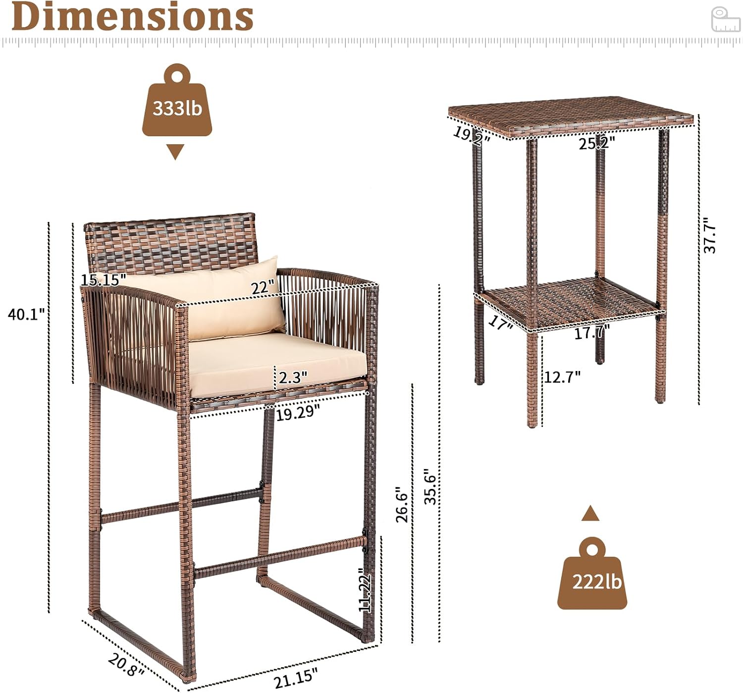 Outdoor Rattan Bar Table Set,  - Outdoor Furniture Plus review and price