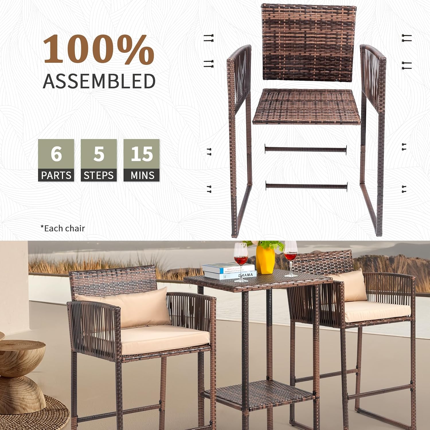 Outdoor Rattan Bar Table Set,  - Outdoor Furniture Plus review and price