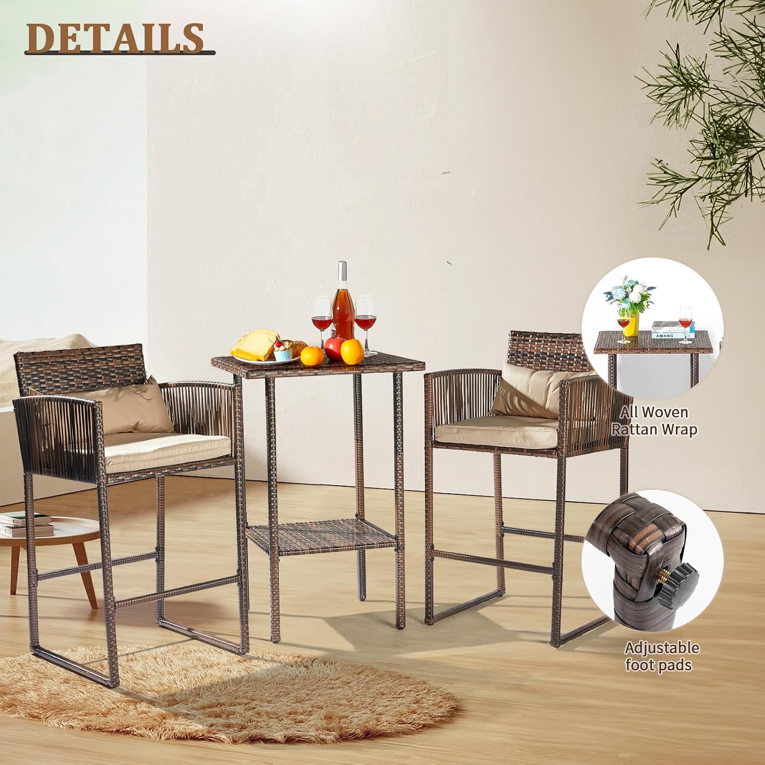 Outdoor Rattan Bar Table Set,  - Outdoor Furniture Plus review and price