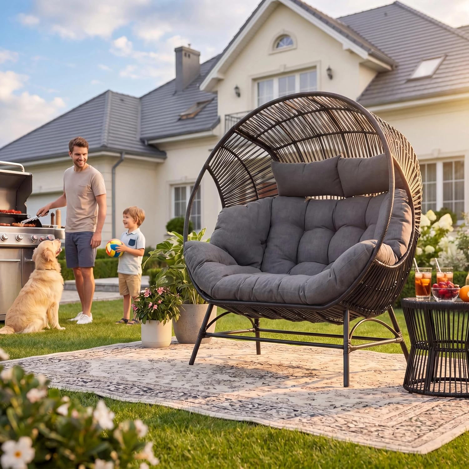 Outdoor Round Egg Chair with A - Hanging Egg Chair review and price