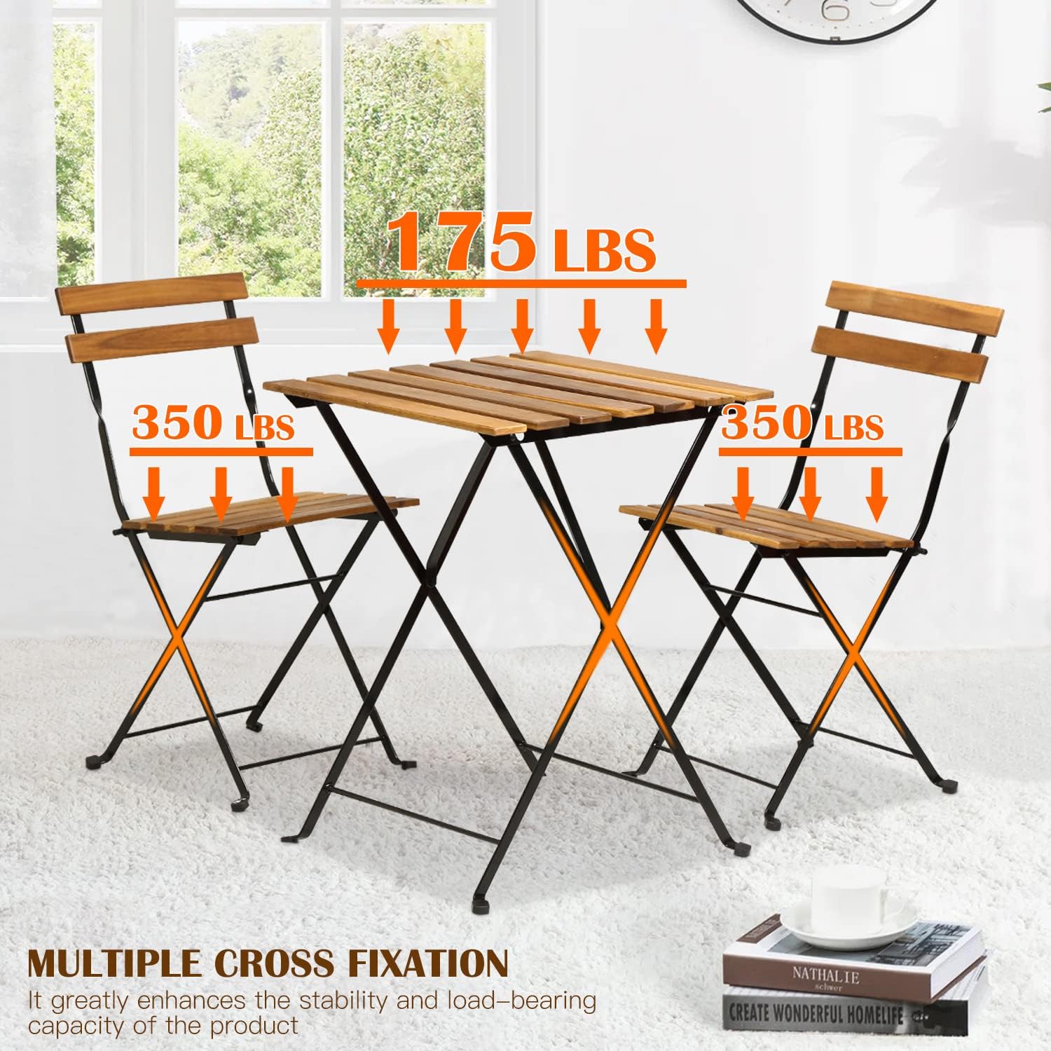 Natural wood 3-piece folding p - Outdoor Furniture Patio review and price