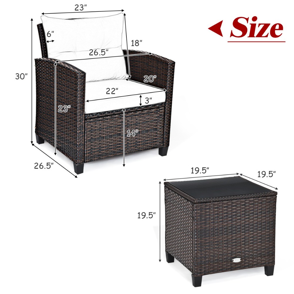 3PCS Patio Rattan Furniture Se - Outdoor Furniture On Sale review and price