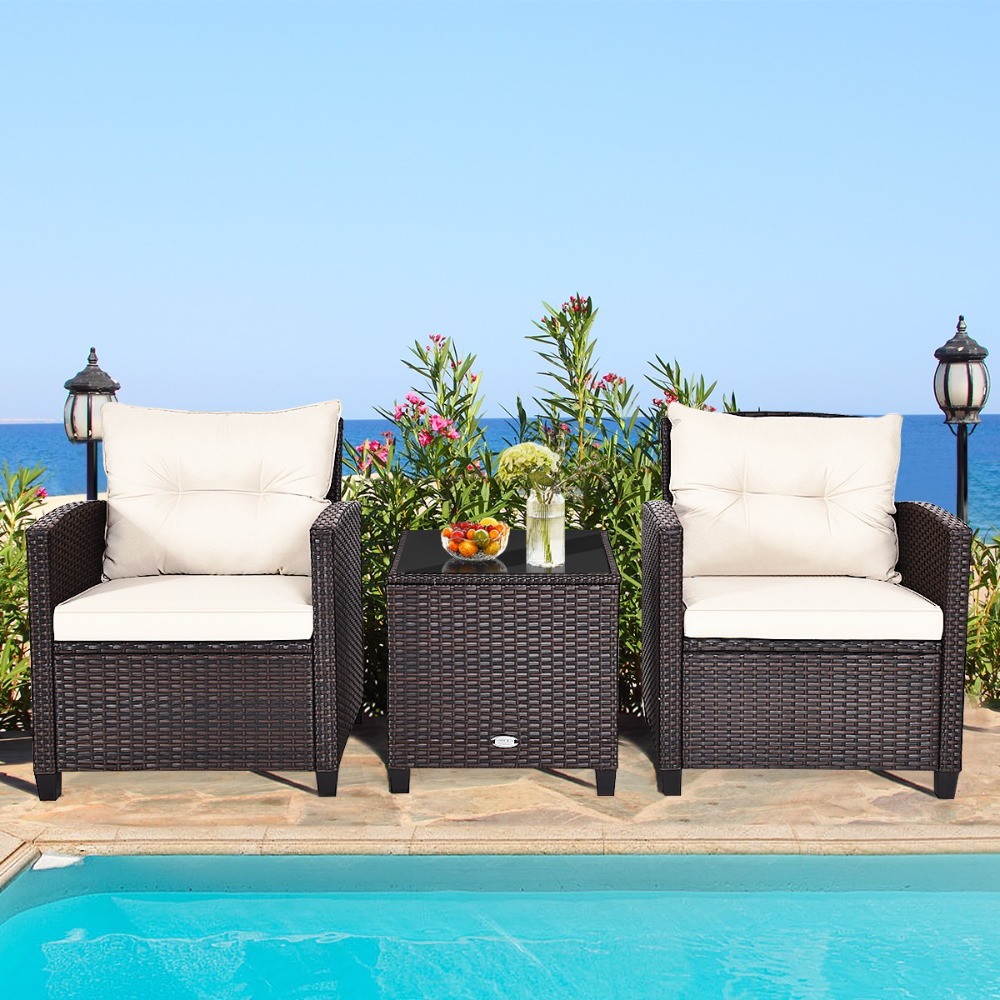 3PCS Patio Rattan Furniture Se - Outdoor Furniture On Sale review and price