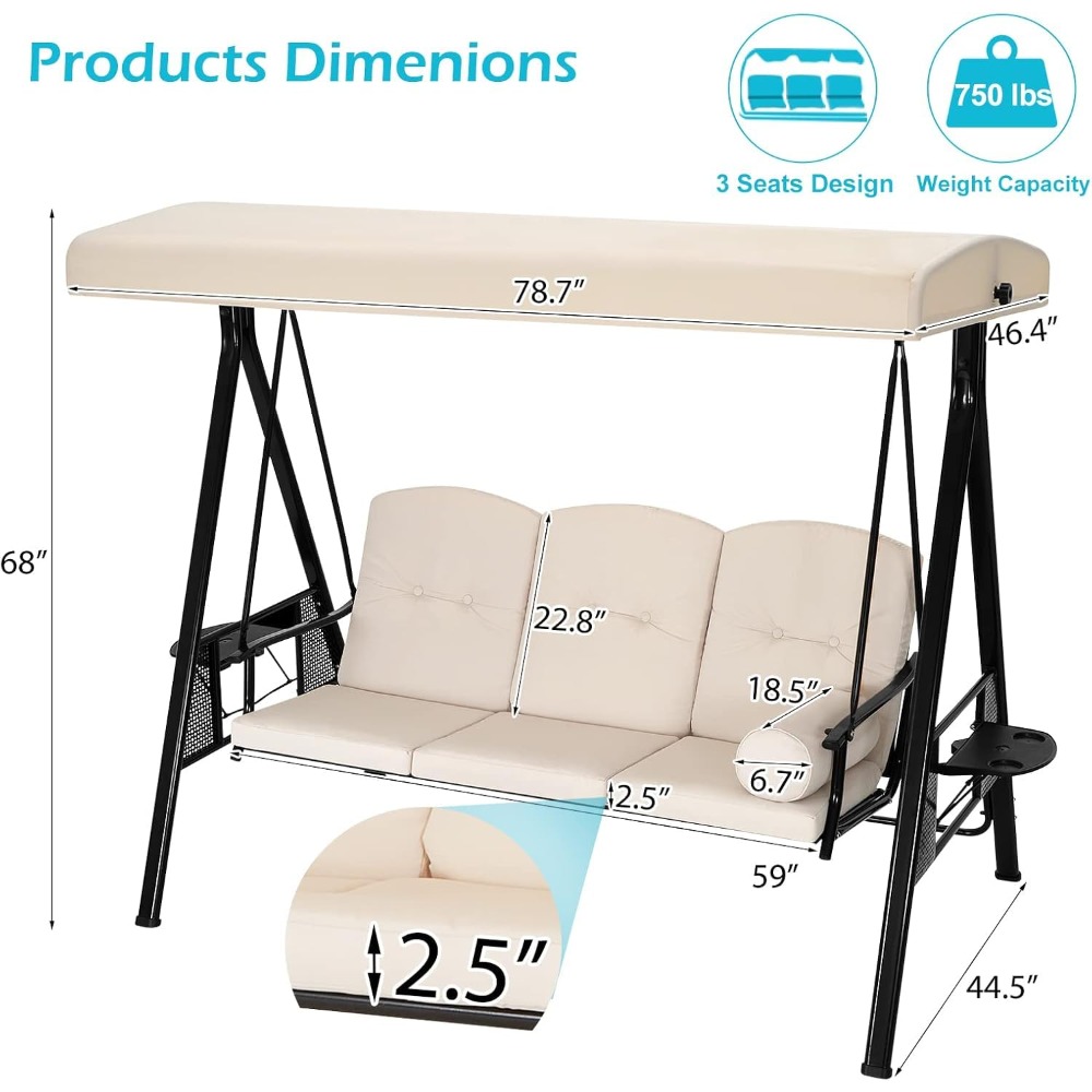 Outdoor Porch Swing, 3-Seat Po - Hanging Egg Chair review and price
