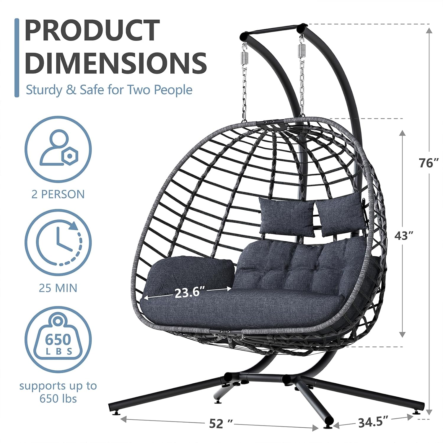 2 Person Egg Swing Chair with  - Hanging Egg Chair review and price